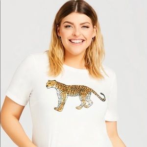 Loralette - Slogan Tee - White Cheetah